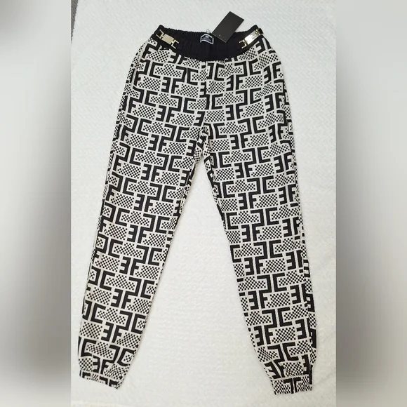 Stylish Black and White Patterned Women's Pants - Picture 1 of 4